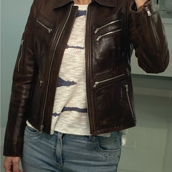DKNY leather zipper motto jacket - Picture 8 of 9